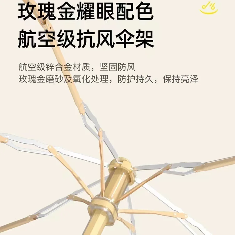 12cm Mini Pocket Folding Portable Eye Umbrella Flat Hexagonal Card Umbrella Black Adhesive Uv Resistant Sun Umbrella