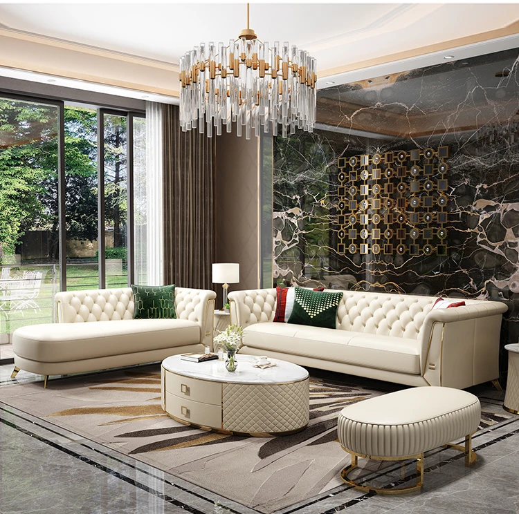 foshan latest design italian white leather sofas luxury furniture chaise lounge modern living room leather sofa set