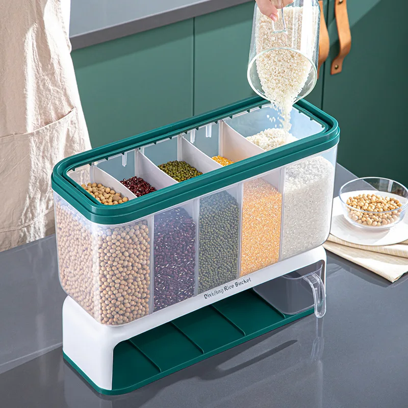 Plastic Wall Mounted Insect Moisture Proof Household Kitchen Grain Rice Food Dispenser Storage Box Container