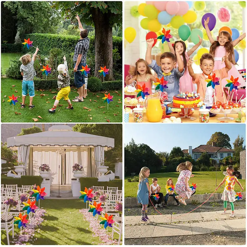 Manufacturer 7 Blades rainbow plastic Pinwheel Toy Wind Spinners Party Favors Gifts toy flower windmill kids toy windmills