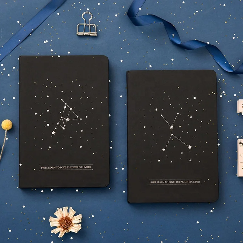 hardback cardboard customizable dairy customised zodiac journal suppliers creative hardcover decoration girls notebook a5 black