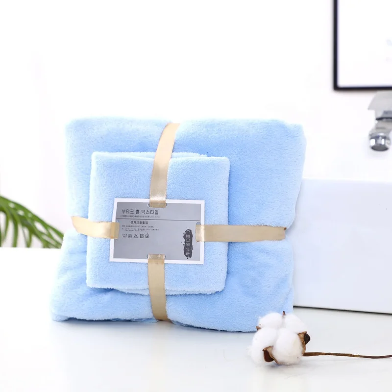 Ready to Ship Cheap Price Strong Water Absorbent Coral Fleece Soft Towel Set for Home Hotel