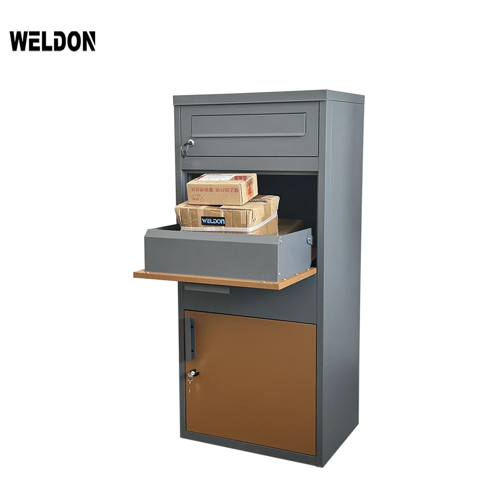 Large Secure Anti Theft Mailboxes Knocked Down Packing Wood Grain Free Standing Parcel Drop Box dropbox