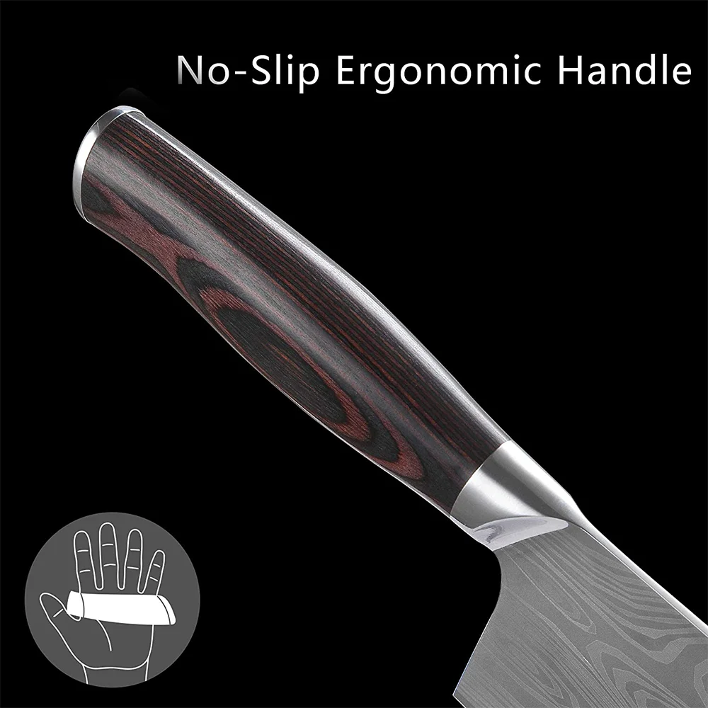 lo mas vendido Forever Sharp german steel damascus knives 7 Inch chinese butcher chef knife kit Cleaver wood handle for meat