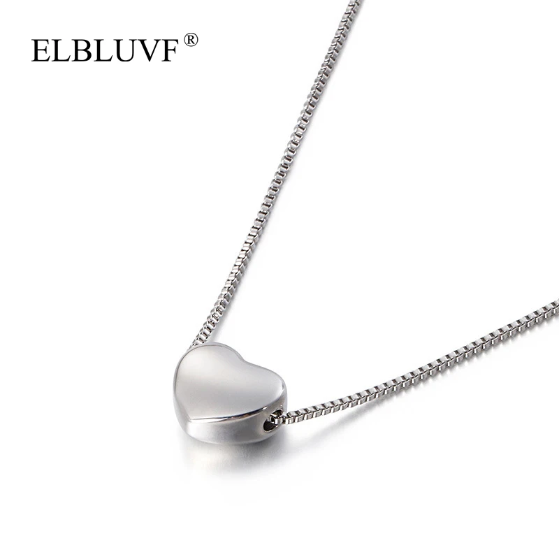 
ELBLUVF Free Shipping Personality Stainless Steel 18K Gold Rose Gold Plated Love Heart Necklace For Women 