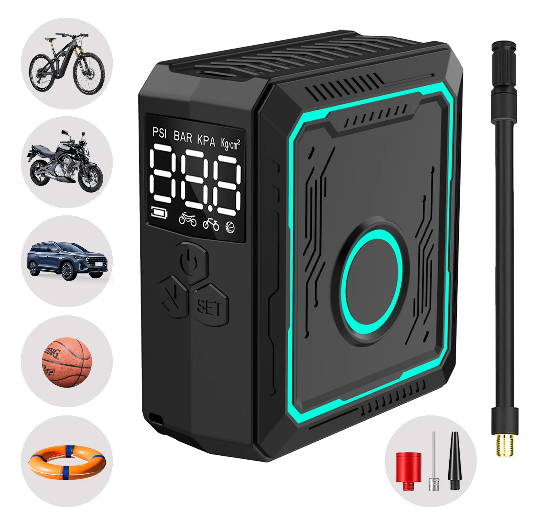 Latest Trend Mini Portable Cordless Motorcycle Bike Car Tire Inflator Air Compressor Pump Electric Ball Air Inflator Tyre Pump