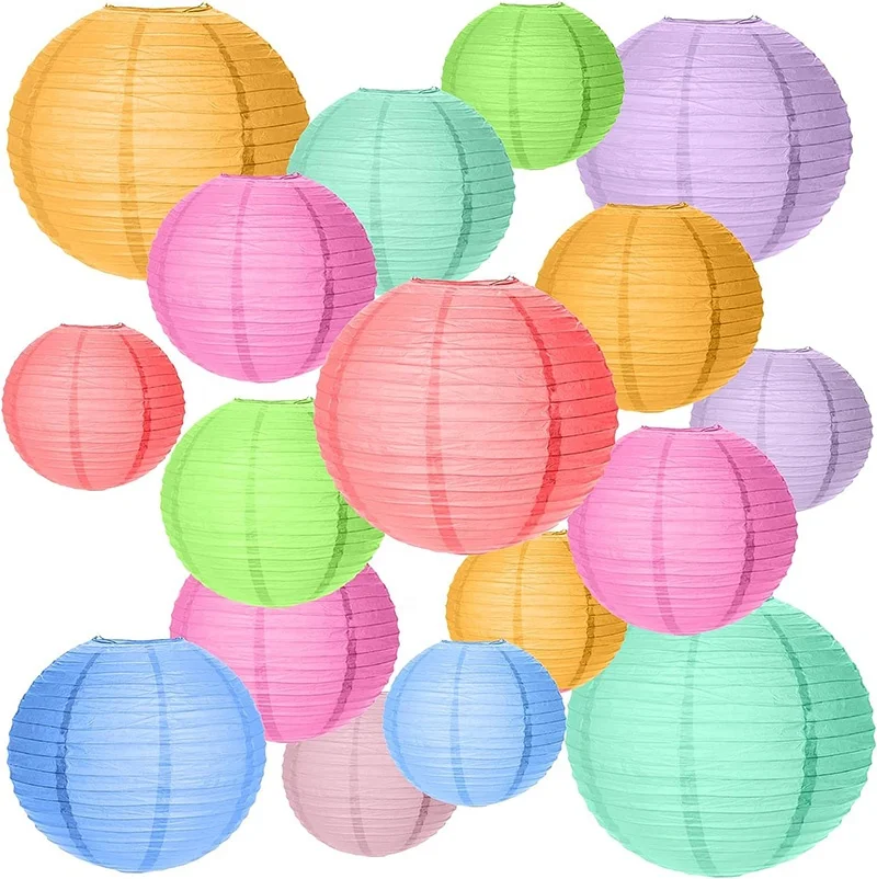 Colorful Chinese Round Lantern Decorative Lampshades Hanging Decorations paper lanterns for hanging for Party, Garden, Parties