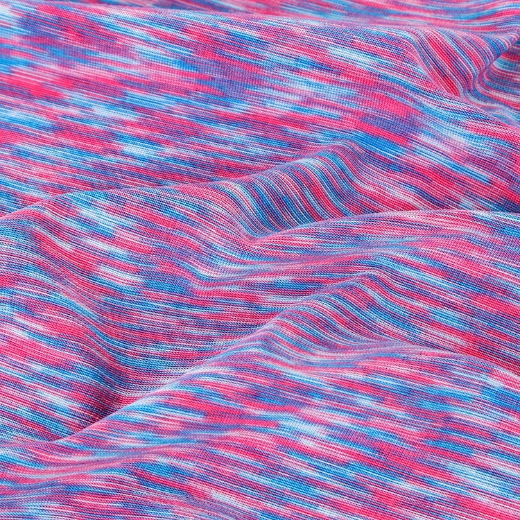 2024 High quality 96% polyester 4% spandex colorful weft knitted fabric custom sportswear space dyed garment fabric