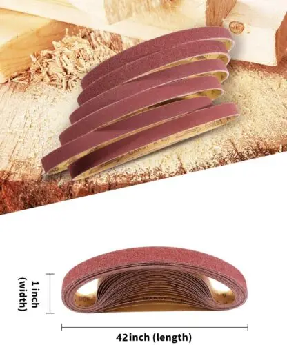 18PCS 1x42 inch Sanding Belts Belt Sander Sandpaper 60 80 120 150 240 400 Grit 18PCS-Set,24Set-Carton