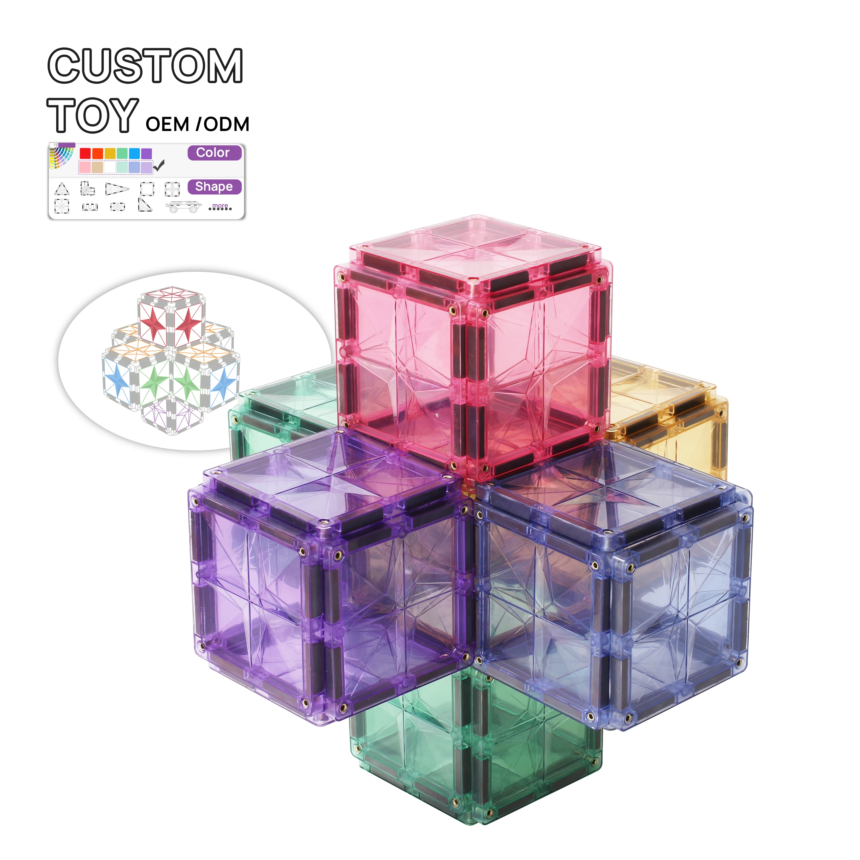 MNTL 42Pieces Magnetic Block Stem Educ Montessori Toy 3d Magnetic Construction Building Block Tiles For Kids Toddlers