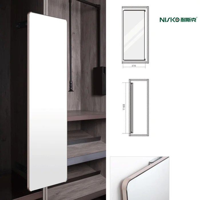 Bedroom Wardrobe Accessories Pull Out Rotating mirror Cabinet Inside Full-Length Dressing Mirror