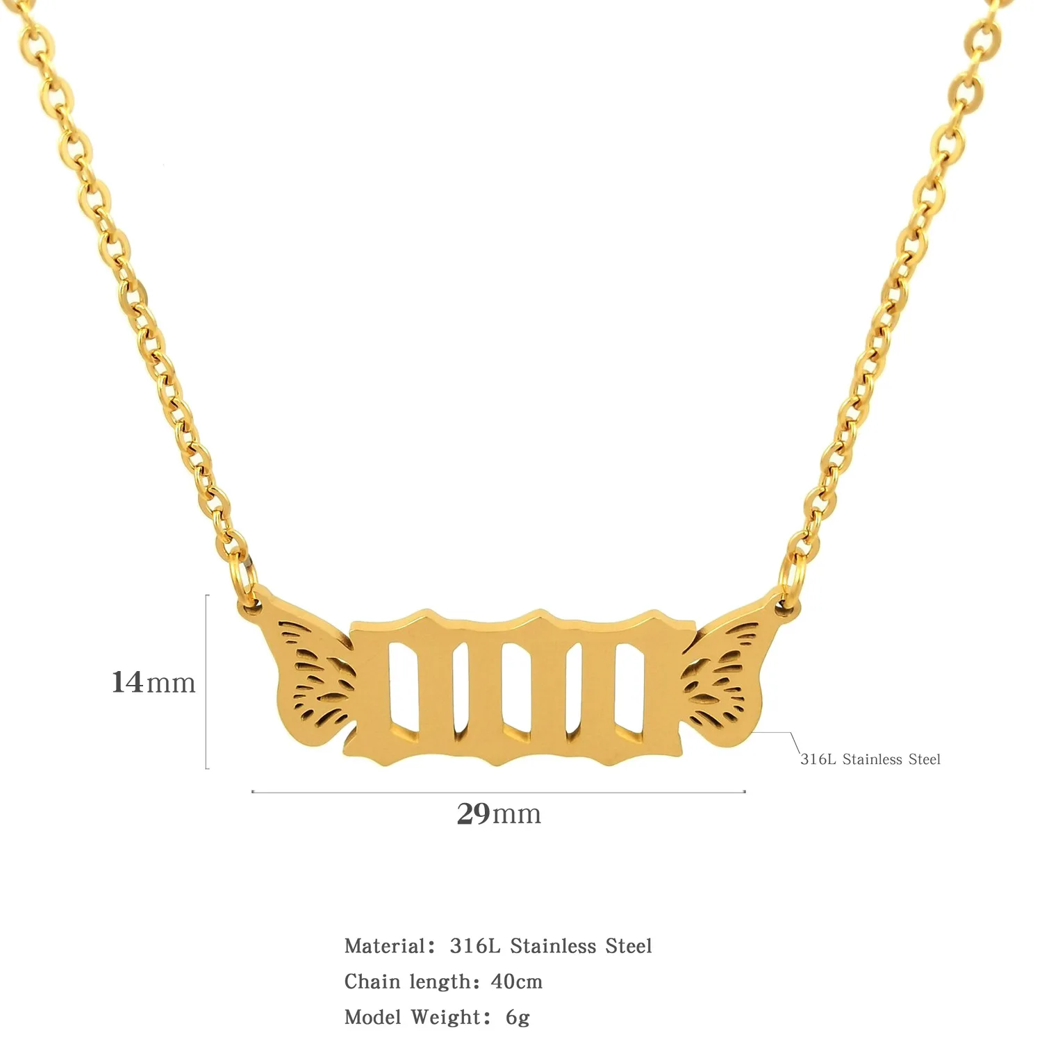 LC20240460 Wholesale gold plated stainless steel  111 222 333 444 555 666 777 dainty angel number necklace for men and women