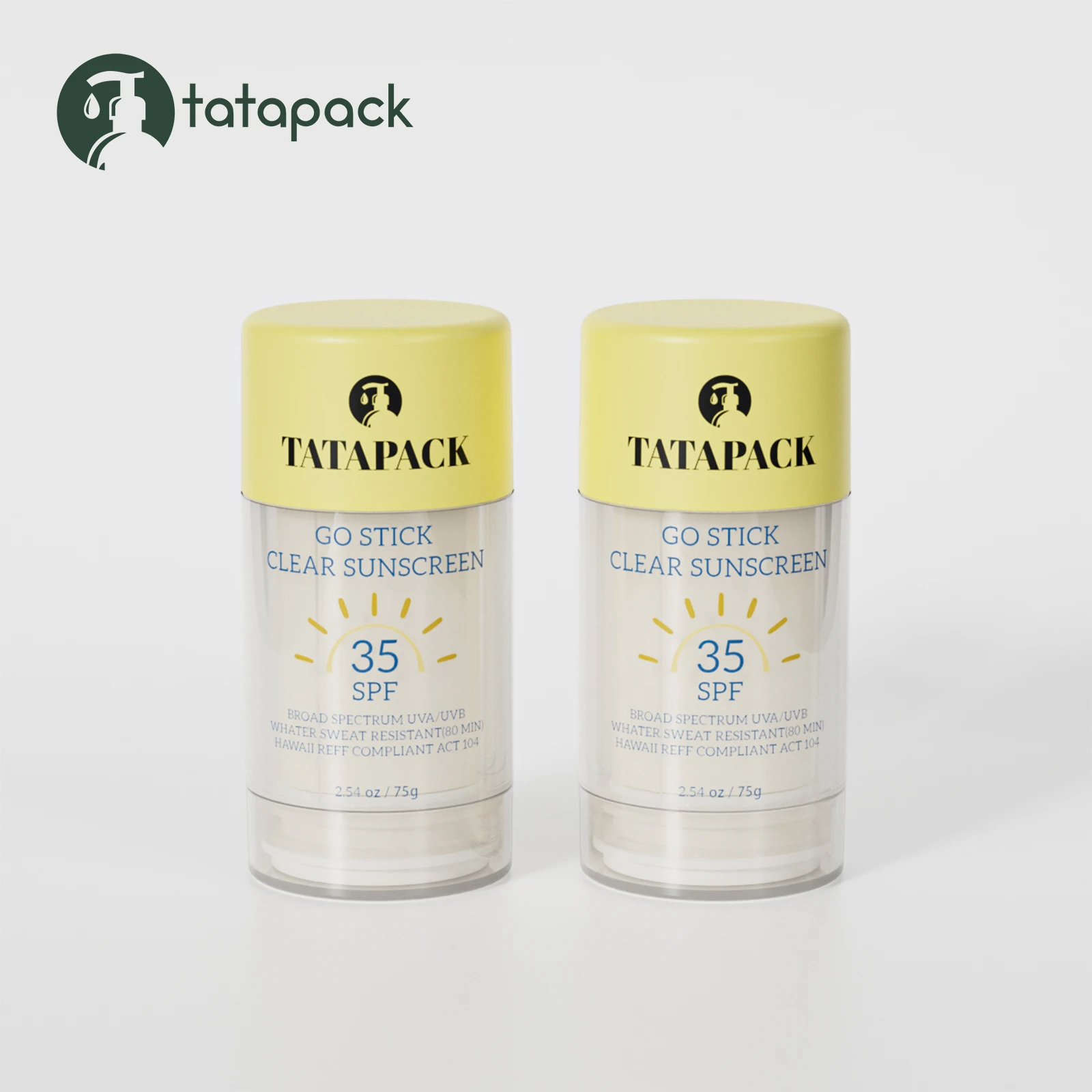 75ml Customizable Sun Stick Silk-Screened AS Material White Transparent Bottle Base Twist Up Solid Plastic Gel Leak-Proof