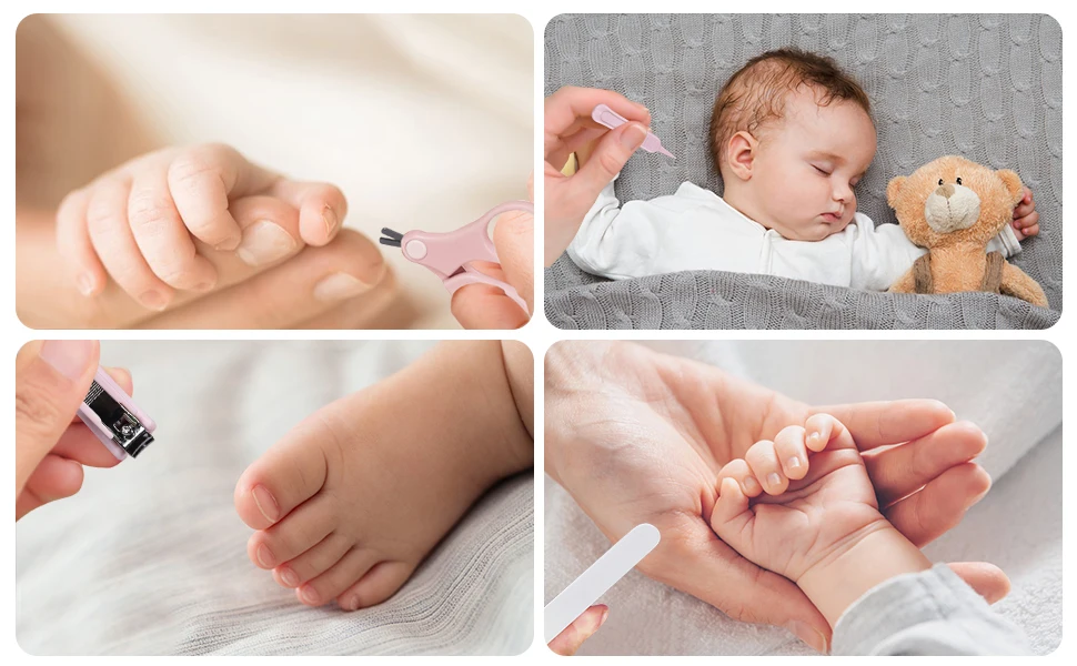 4 In 1 Newborn Baby Manicure Kit Nail Care Clippers Set Tweezers Fingernail Cutter Scissors Toenail Trimmer File with Cute Case