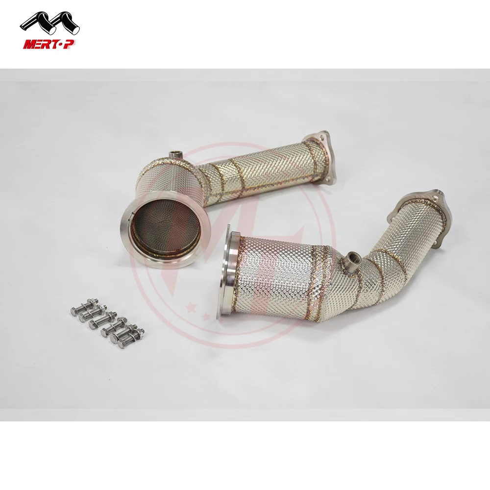 High-Flow Performance Race Aud* RS4 RS5 B9 2.9T V6 2017-2020 cat catted heat shield Downpipe