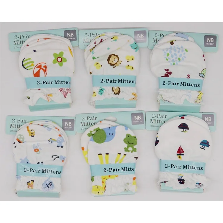 Factory price 24 Pairs Newborn Baby Cotton No Scratch Mittens 0-6 Months Boys Girls infant baby gloves