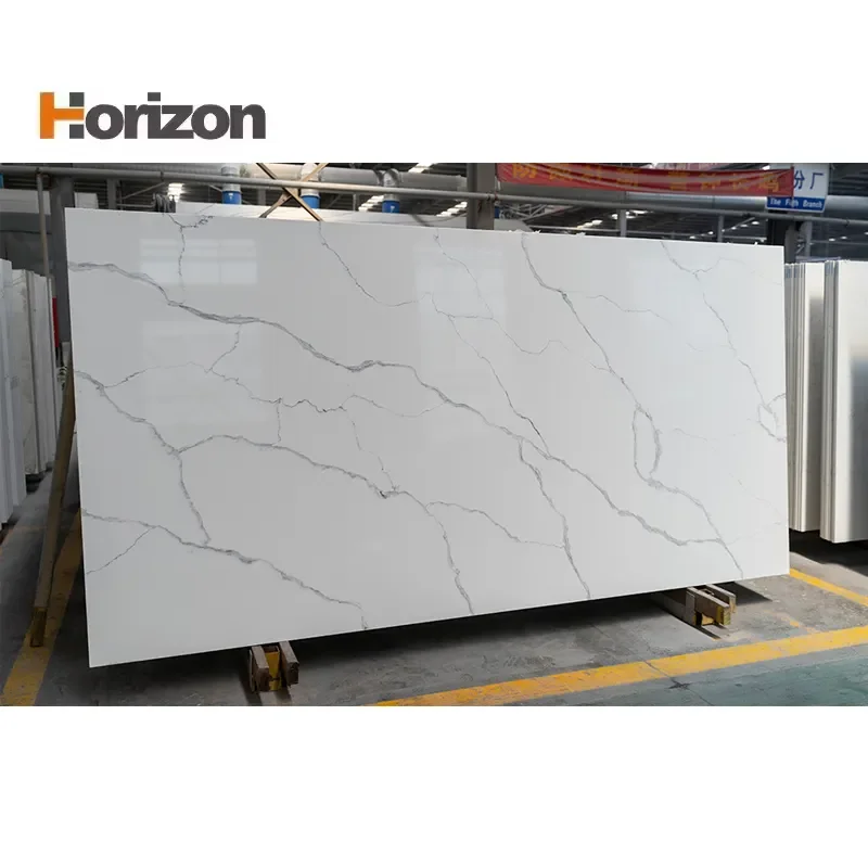 Renovation Material Quartz Stone Surface Man-made Gray Calacatta Quartz Stone Slab for Countertop Island Bathroom Vanity