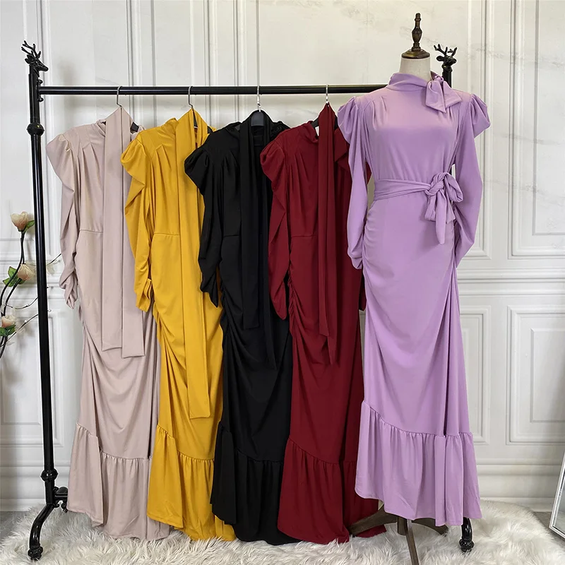  6276 # Eid Mubarek Abaya Дубай Турция хлопок скромное платье мусульманская одежда мусульманские платья для