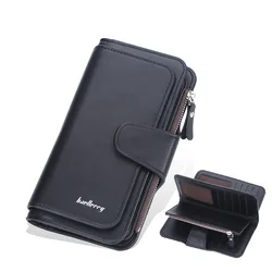 Zipper Long Section Clutch Wallet Long Designer Slim Wallets Women Custom Three Fold Female Leather Purse