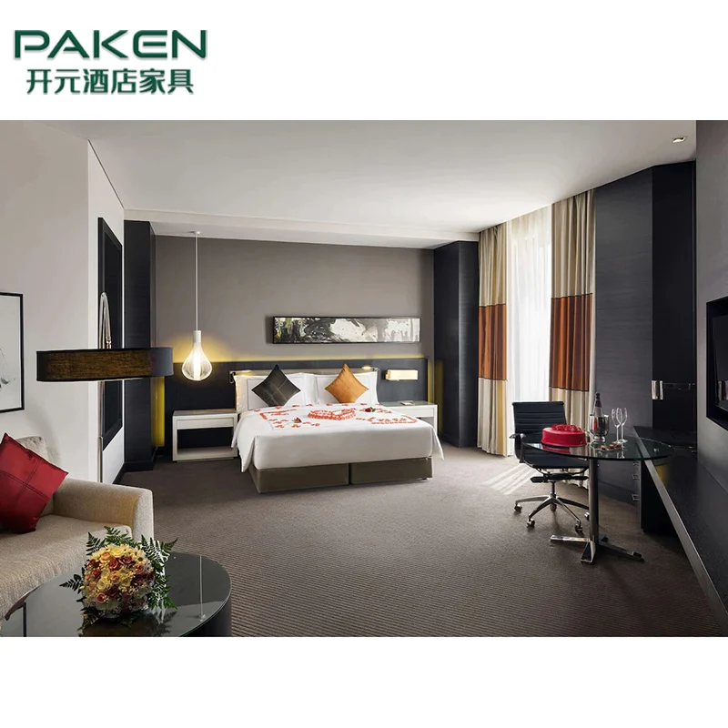 Dubai Ritz Carlton 5 Star Hotel Room Suite Wooden Headboard King Size Bed Luxury Bedroom Sets Hotel Furniture