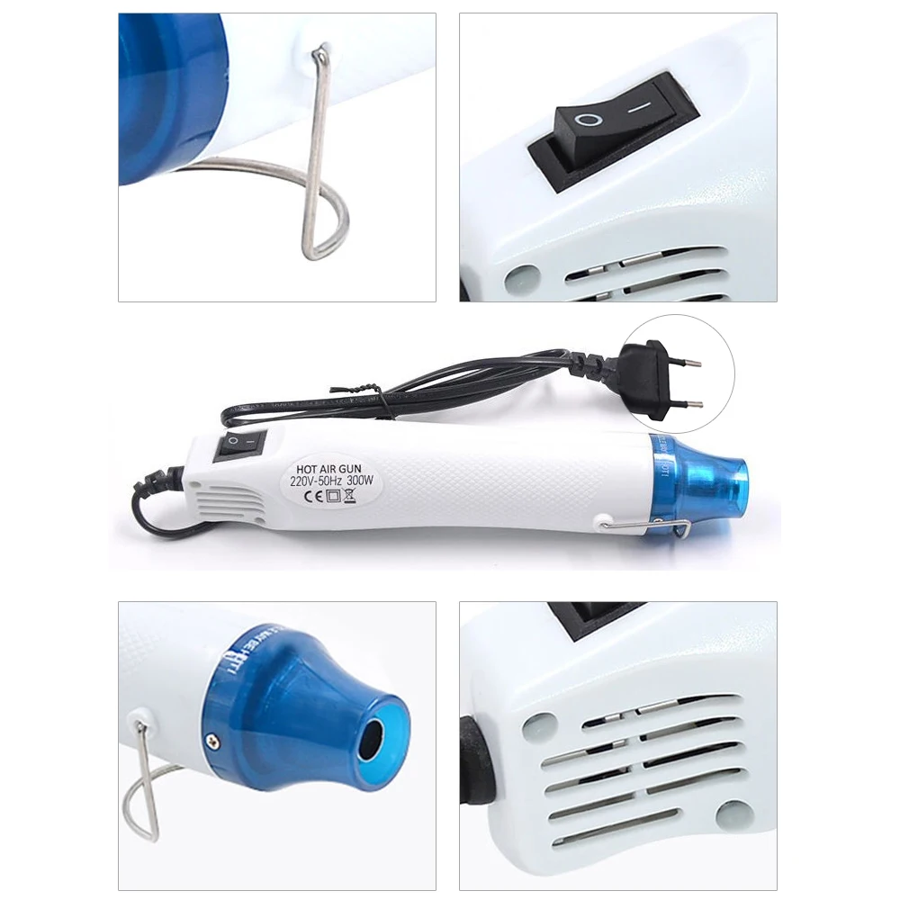 300W Hot Air Machine Hot Air Gun Heating and Shaping Tool for Soft Clay Relief Powder Heat Shrinkable Sheet 220V EU Plug