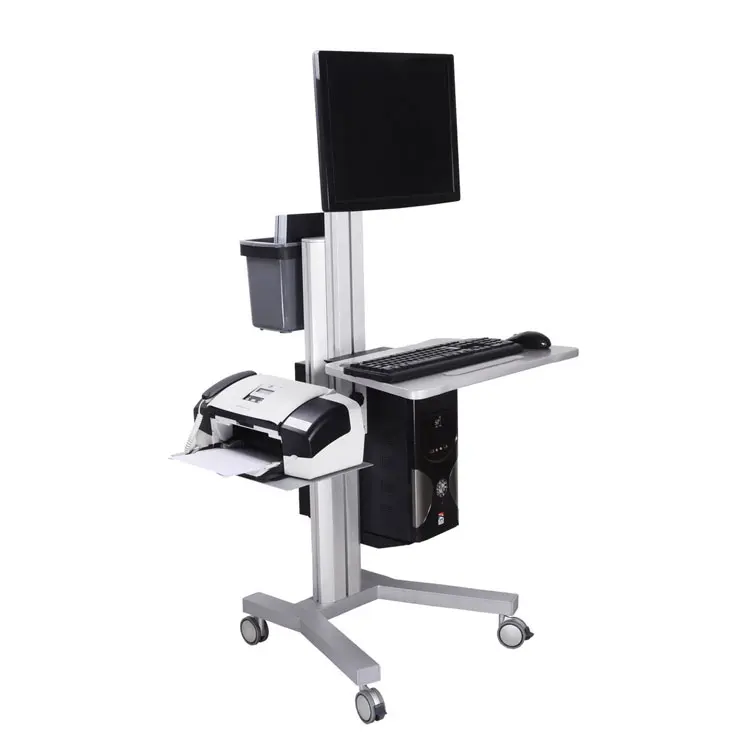 Height adjustment mobile computer cart workstation cart with wheels