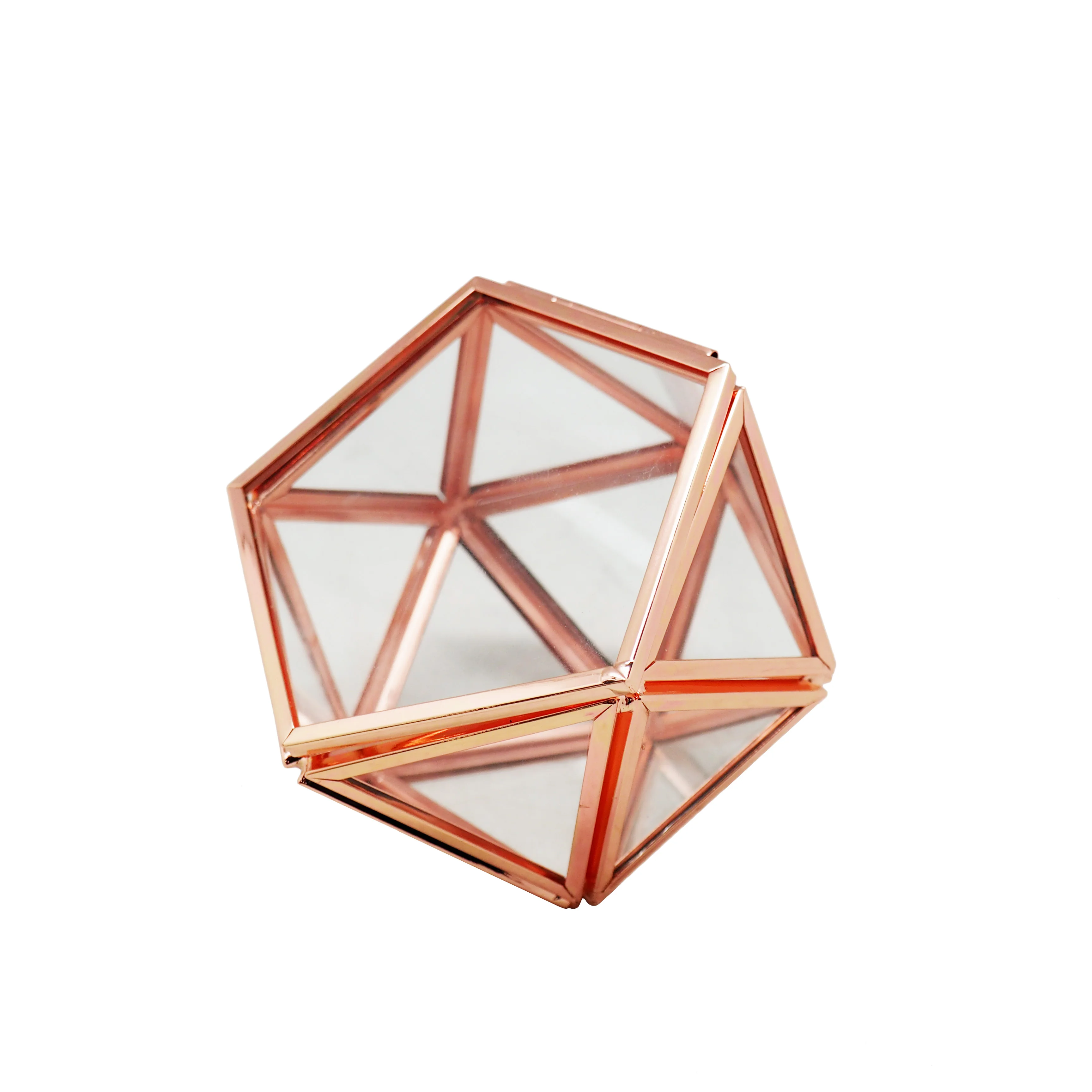 JB-1407 Винтаж Малый, свадебных платьев, декоративных изделий и розовое золото Стекло кольцо шкатулка для ювелирных изделий