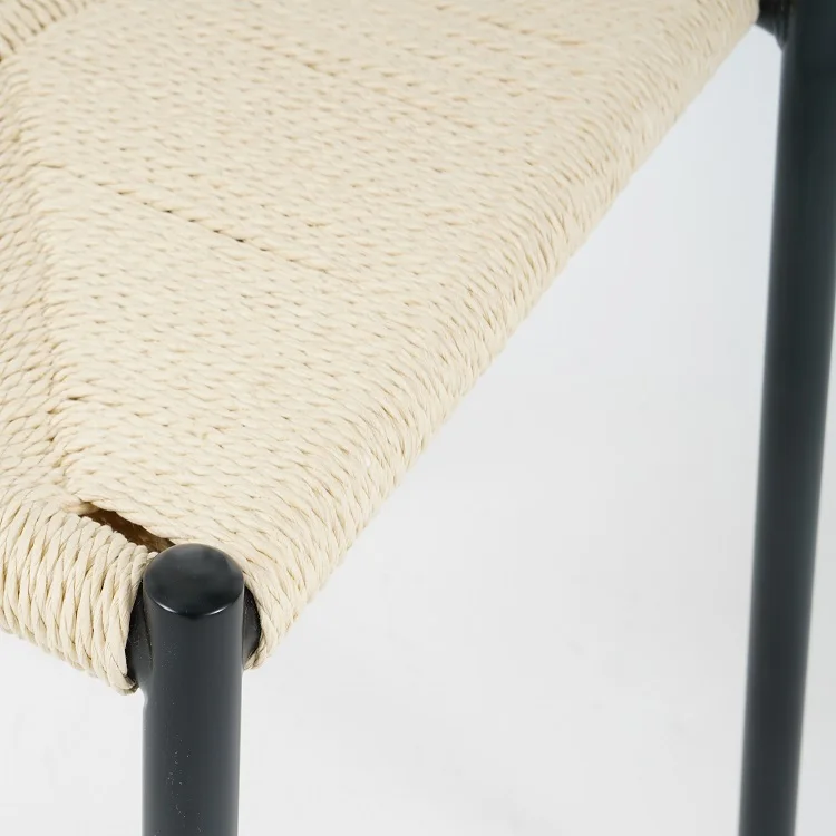 Luxury Modern Wholesale Restaurant Hotel Metal Wicker Rattan Oak color braided ropes Dining Chair With Arms