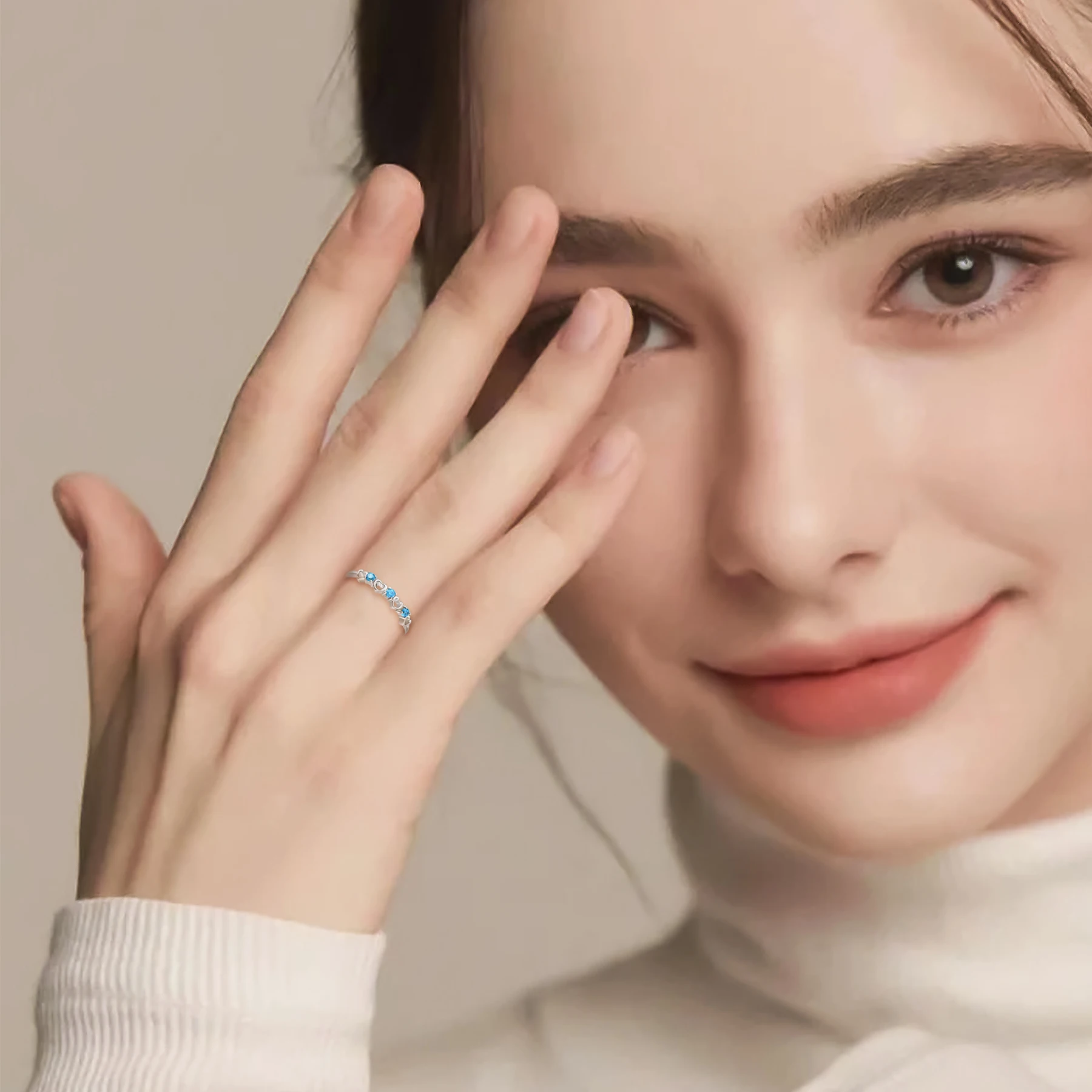 Newest Design Waterproof S925 Silver Hollow Heart Ring Rainbow Gemstone Women Rings Birthday Party Gifts