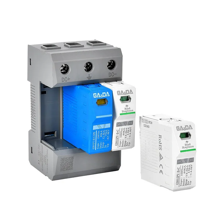 Gandian DC Discharge Current Surge Protector Lightning Arrester  1500V dc spd 3P surge protector