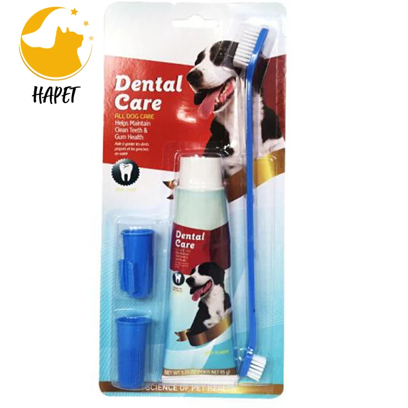 Pet Dog Dental Care Kit Dog Finger Toothpaste and Dog Toothbrush Set