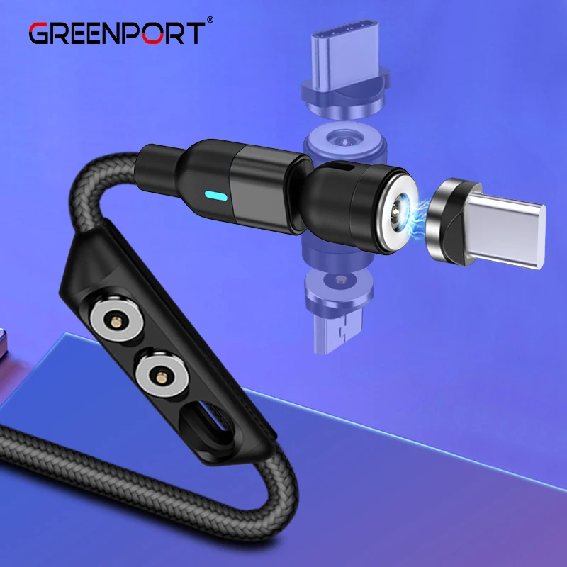 2023 New magnet 3in1 charging cable usb type c with 3 magnet heads bending rotate charge line usb cable Micro tips