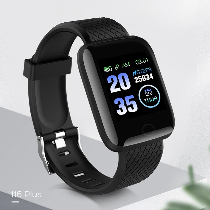 116 Plus Smart Bracelet Watch Color Screen Heartrate Blood Pressure Monitoring Track Movement IP67 Waterproof Smartwatch