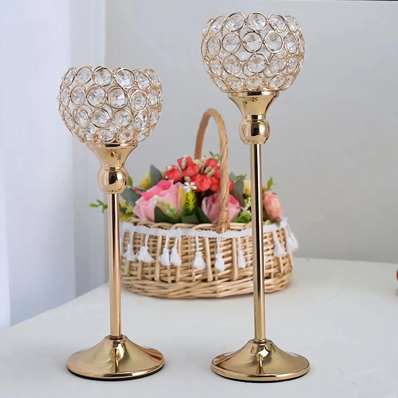 Honor of crystal Candlestick Holders Candle Holder Hotel Table Wedding with Crystal Beads for Wedding Party