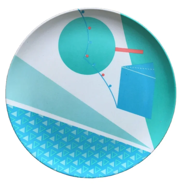 Eco-Friendly Bamboo fiber dinner plate Dishwasher Safe lemon bamboo fiber suit round dinner plate