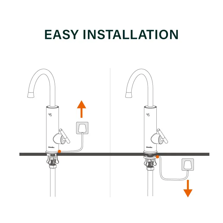 Кран для горячей воды Briwellna, Электрический смеситель для кухни, 220 В, светодиодный дисплей