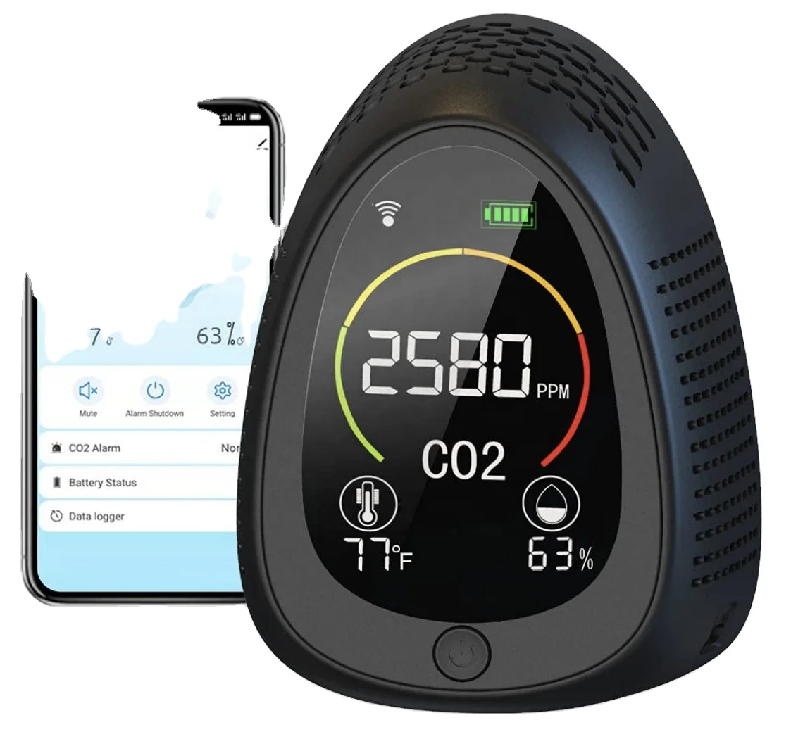 A Smart Indoor Air Quality Monitor Cute Portable Gift Co2 Detector Accurate Auto Calibration  Sensor For Best Wifi Co2 Meter