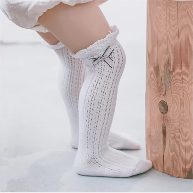 Y-Z Thin Breathable hollow knit socks for baby and toddler Crochet Socks Stylish baby cotton long socks