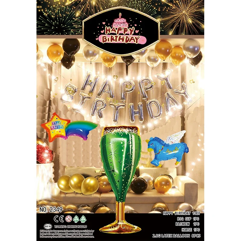 Wholesale inflatable letter foil balloons helium with happy birthday cake
