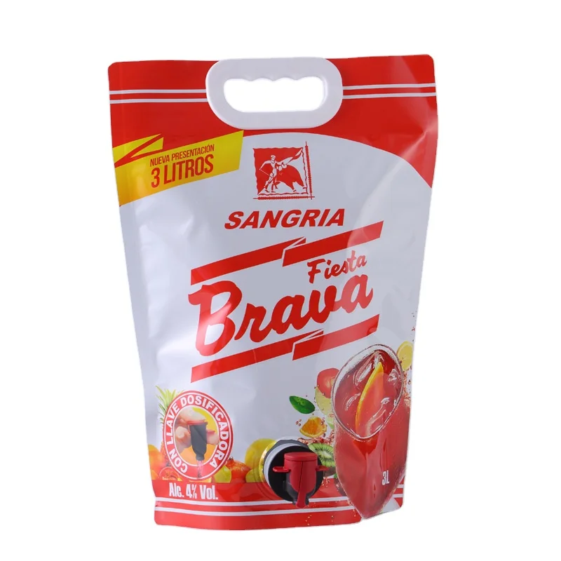 Factory Supplies Custom Logo Bib Bag In Box Bottle Shaped Bag Dispenser  Olive Oil Beverage Bag with Tap