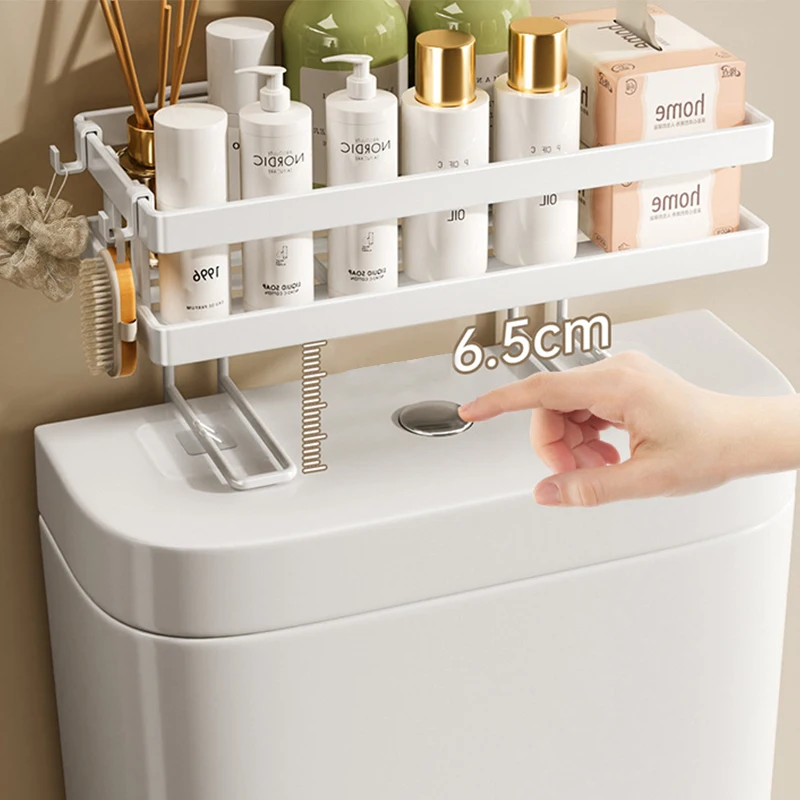 New Arrival Wall Mounted 2-Layer Bathroom Storage Rack Organizer with Hooks for Organizing Your Space