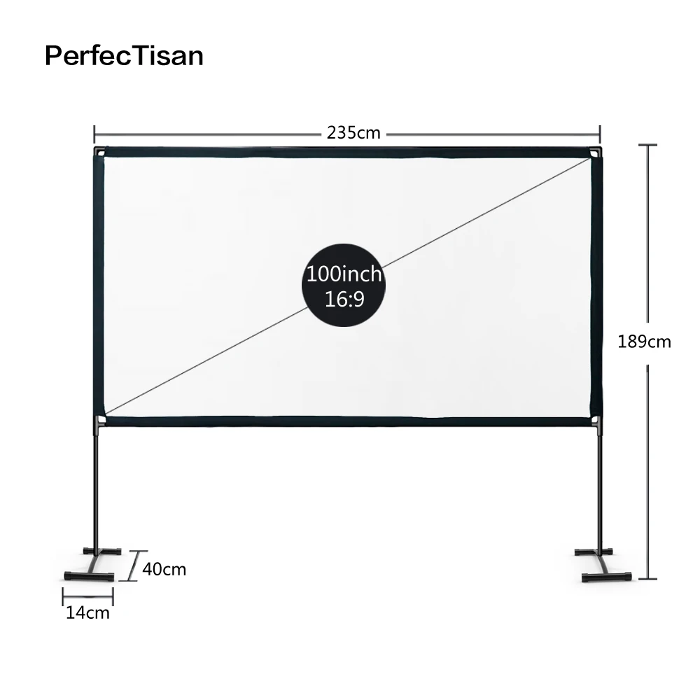 PerfecTisan outdoor projector screen portable  front and rear fast fold screens 100 120inch portable outdoor frame screens