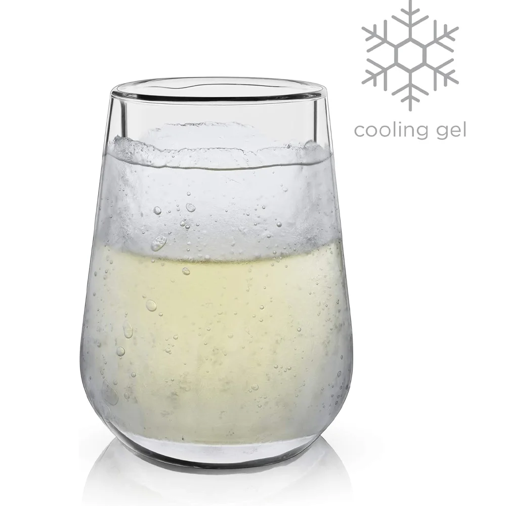 Double walled wine glass Active cooling gel glass Chilling wine glass No need for ice cubes Portable wine chiller