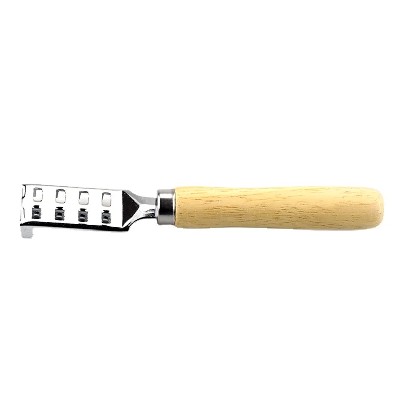 Fish Skin Brush Stainless Steel Scraping Fish Scale Brush Graters Fast Remove Fish Cleaning Peeler with wooden handle
