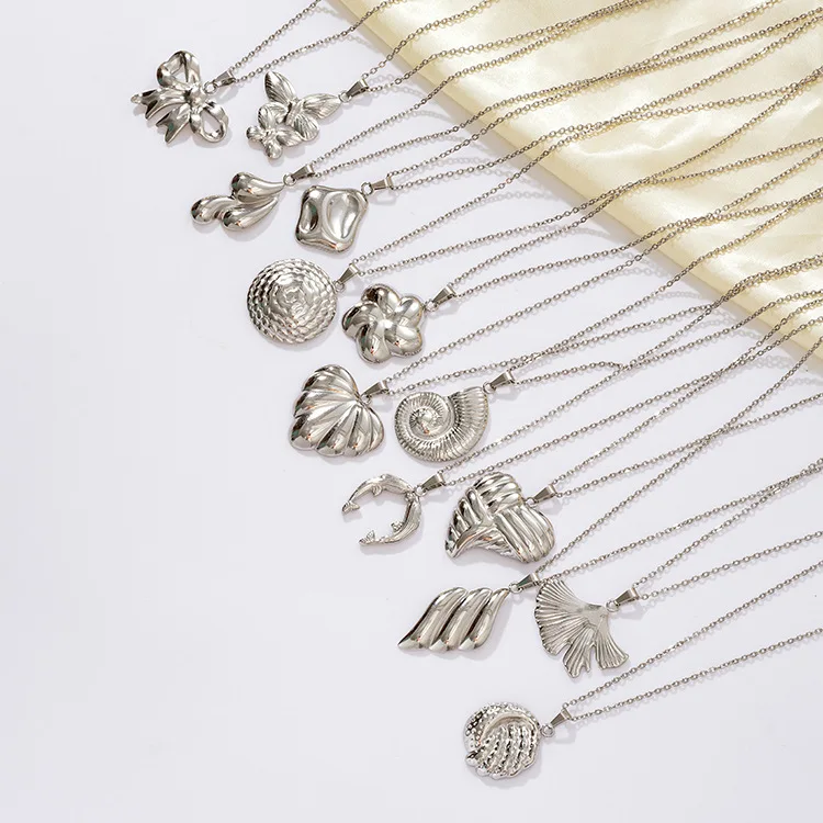 New Fashion Hypoallergenic Stainless Steel Ocean Beach Jewelry Conch Shell Seashell Pendant Necklace