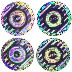 Custom Round Silver Genuine Authentic Tamper Evident Warranty Void Security Seal Tape Laser Holographic foil  Hologram Stickers