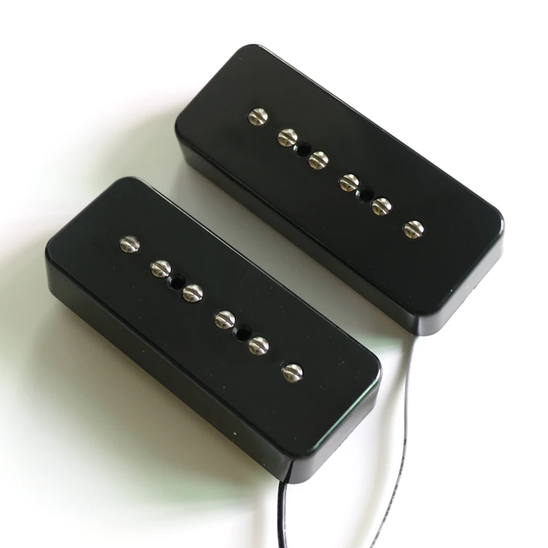 Donlis 1set Ivory Alnico 2 Magnet Bar Soap Bar P90 Guitar Pickups in Black for Quality Custom Single Coil Electric Guitars
