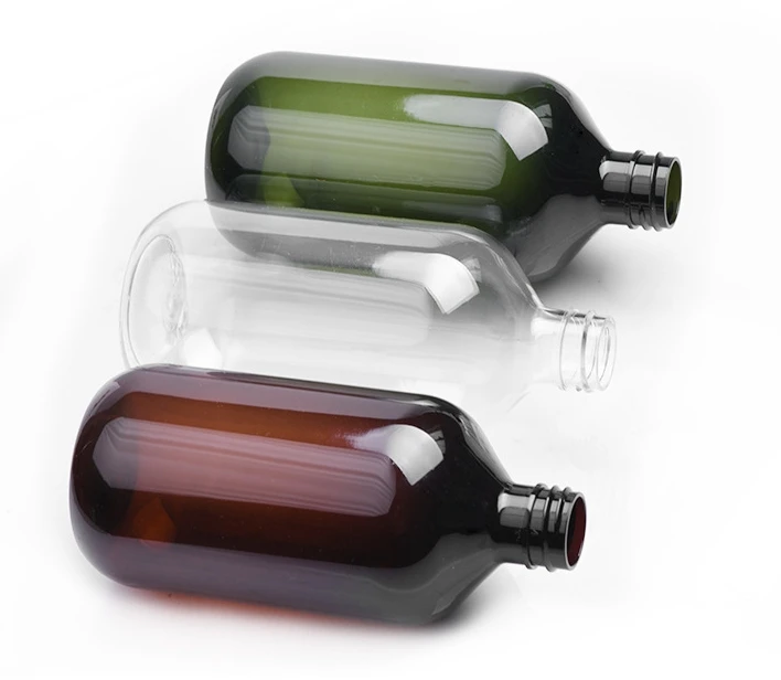 Custom 300ml 500ml Amber Green Transparent Black White Plastic PET Shampoo Bottle Hair Oil Bottle With Lotion Pump