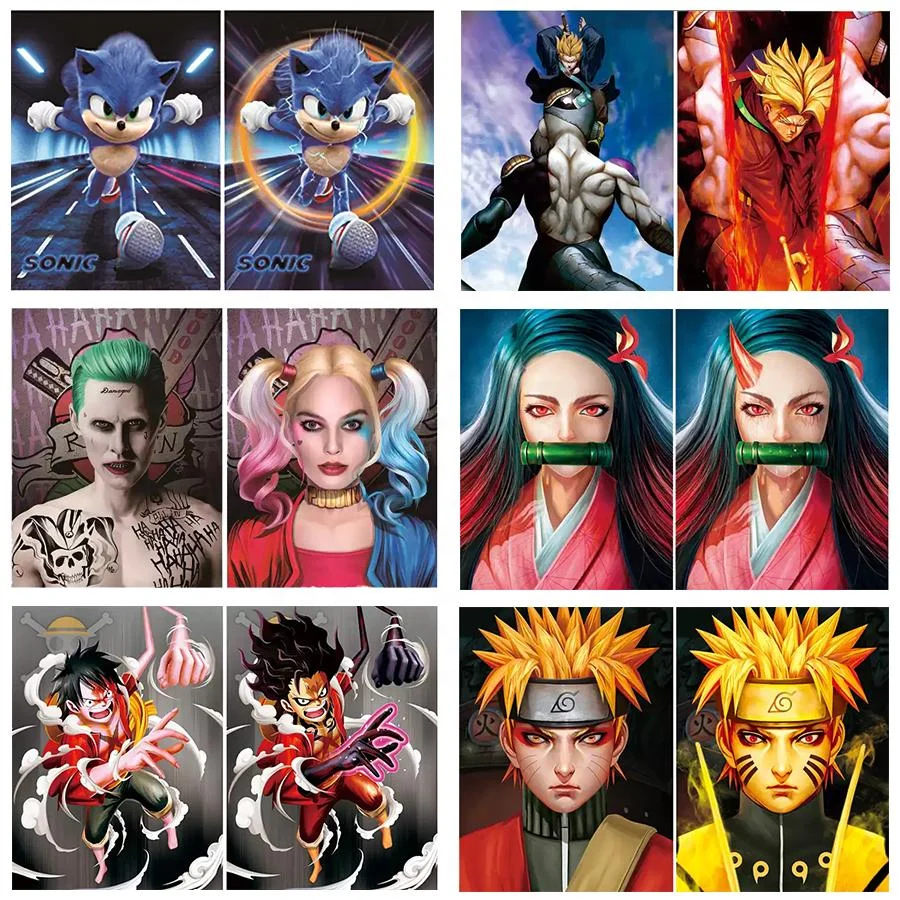 Wholesale Anime Printed Narutos Dragon Ball One Piece Wanted Demon Slayer Poster 3D Flip Lenticular Anime Poster