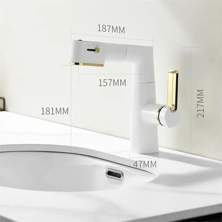 Intelligent Brass Mixer Tap Single Handle Wash Basin Faucet Handle Ht and Cold Water Control Waterfall Basin Faucet
